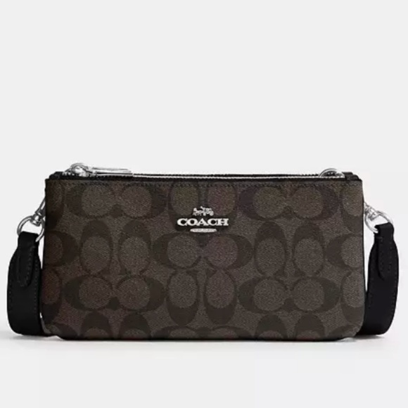 New! Coach Double Zip Crossbody In Signature Canvas - Picture 1 of 4